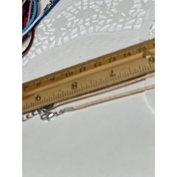 Green And Silver Turtle Charm Necklace On 18" Waxed Cord w/ Extension - Picture 8 of 9